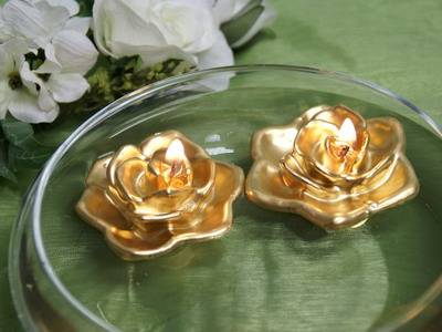 Gold Floating Rose Candle