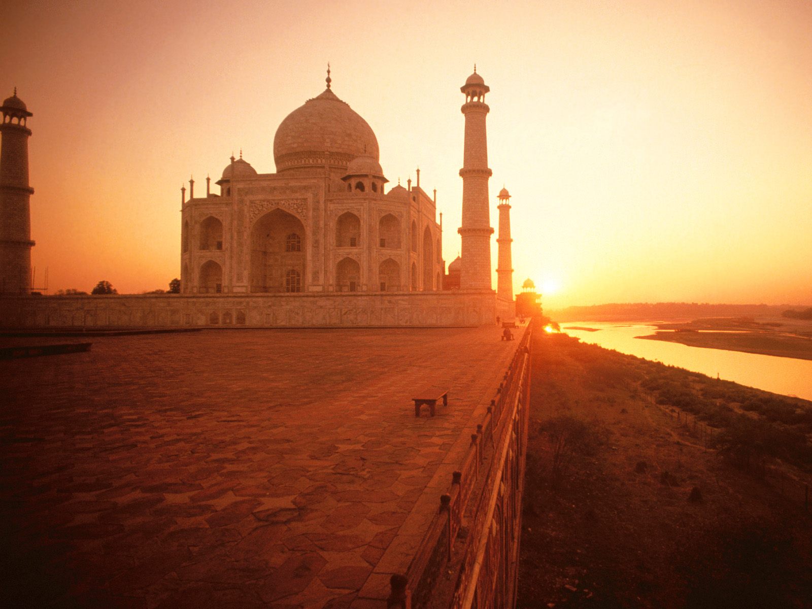 The Taj Mahal At Sunset